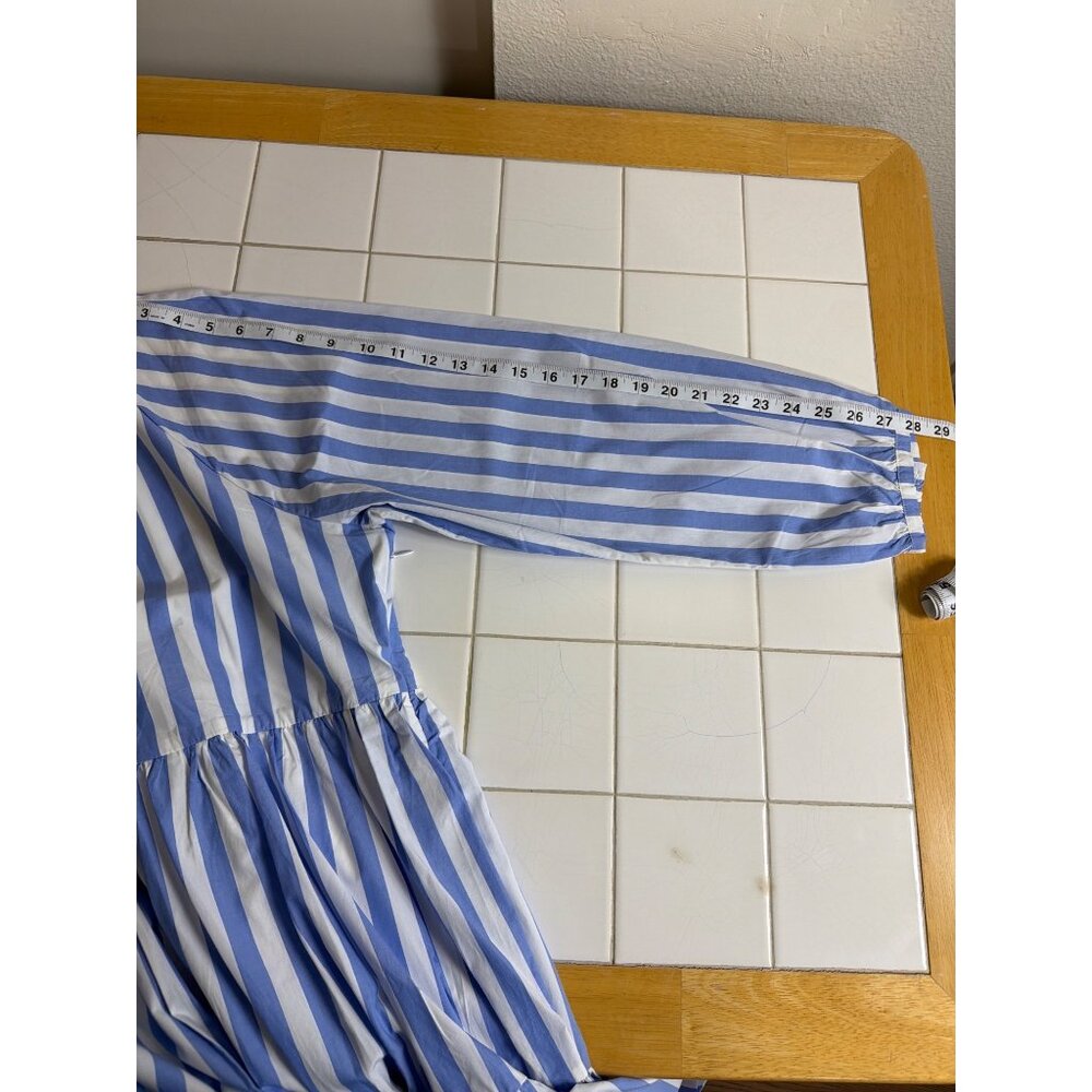 J.Crew Striped Tiered Cotton Dress XL Blue & White - Picture 16 of 16
